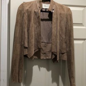Halston heritage cropped suede overlay jacket XS